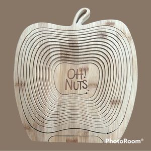 OH! NUTS Apple Shaped Collapsible Foldable WOODEN FRUIT BOWL